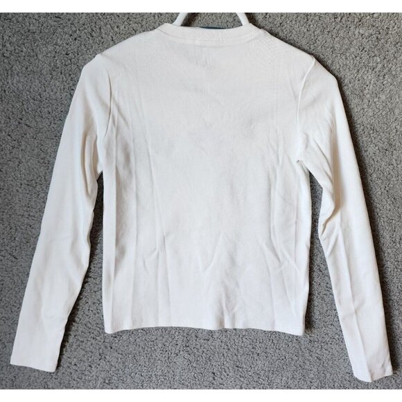 John Galt Womens Long Sleeve Baby Tee Shirt Top White Embroidered Red Devil Sz M - Picture 8 of 9